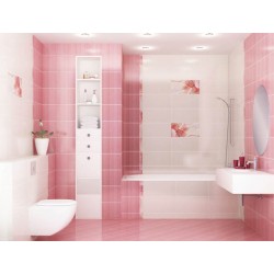 Плочки за баня в розов цвят с цветя от Ceramica Latina (Испания)